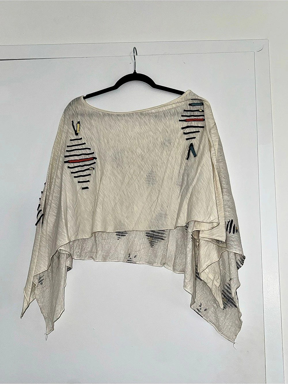 Draped Embroidered Tunic in Beige